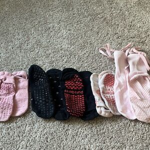 Five Pairs Pure Barre Grip Socks- tavi active and lucky honey size s